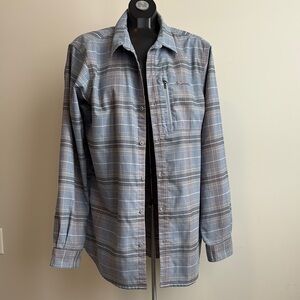 Columbia Men's Blue and Gray Plaid Button Down Shirt